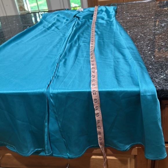 Tahiti Arthur S.Levine Teal Satin Midi Dress - Picture 8 of 11